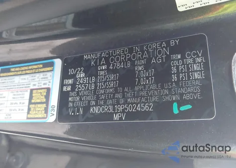 2023 Kia Niro Ev Wind из США, поврежденный, VIN KNDCR3L19P5024562